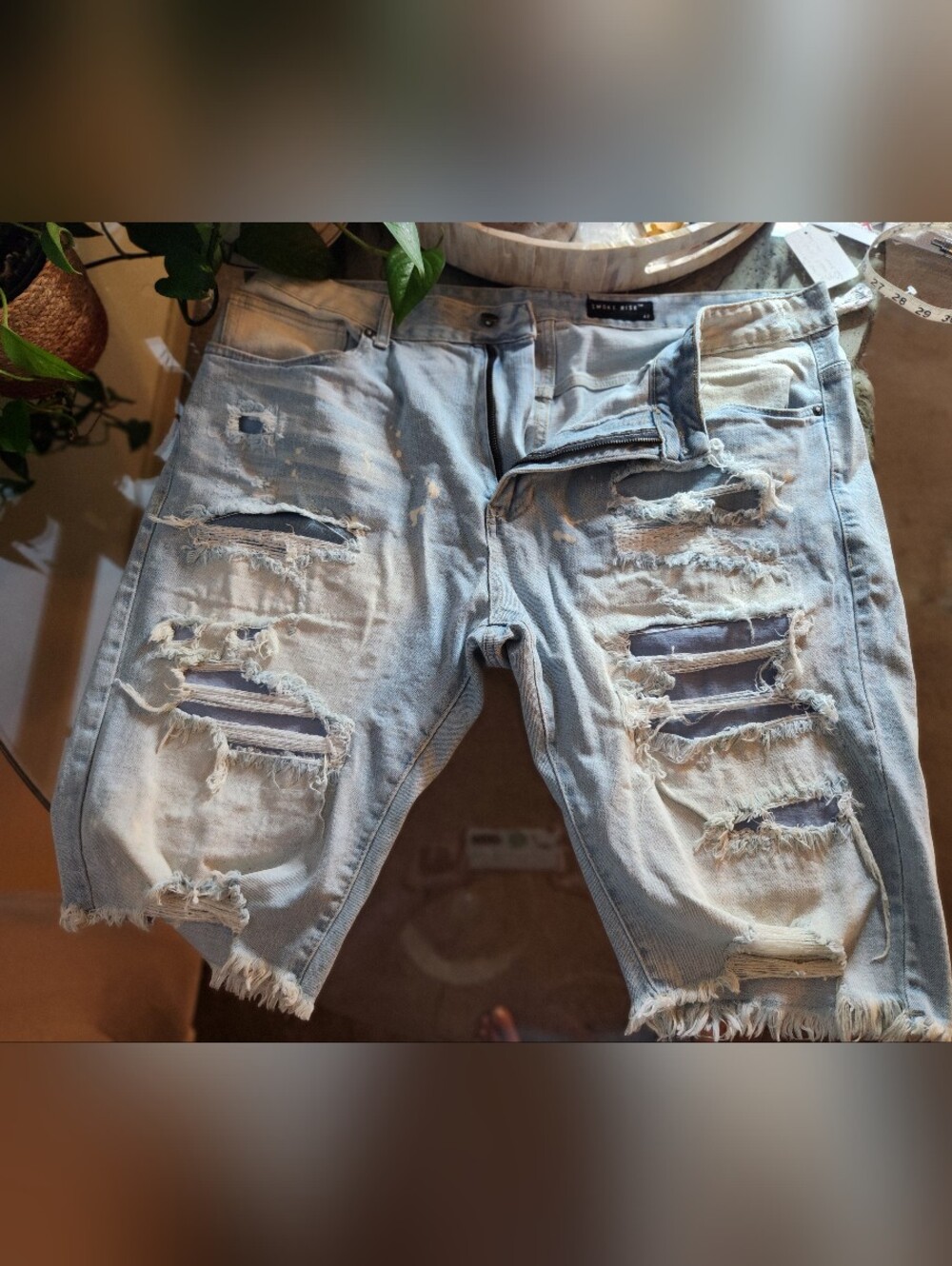 Smoke Rise NWT Size 42 Distressed Denin Jorts Shorts Streetwear Mens Hip Hop